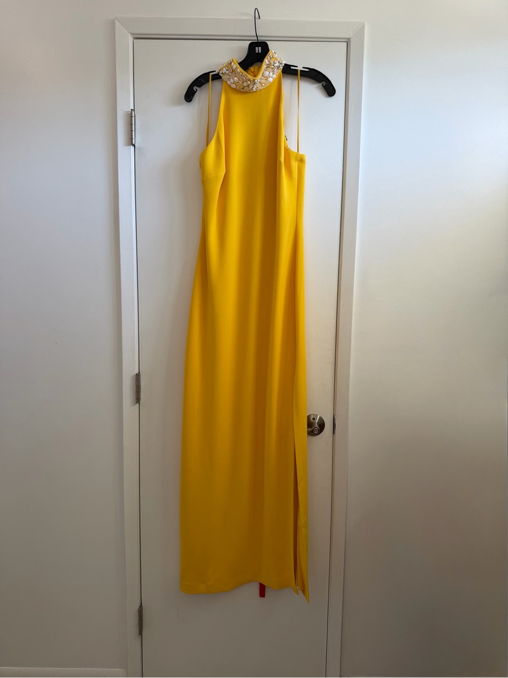 Badgley Mischka Yellow Halter Column Gown Size 10